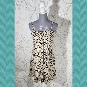 Zingara Animal Print 100% Linen Strappy Button Front Sundress